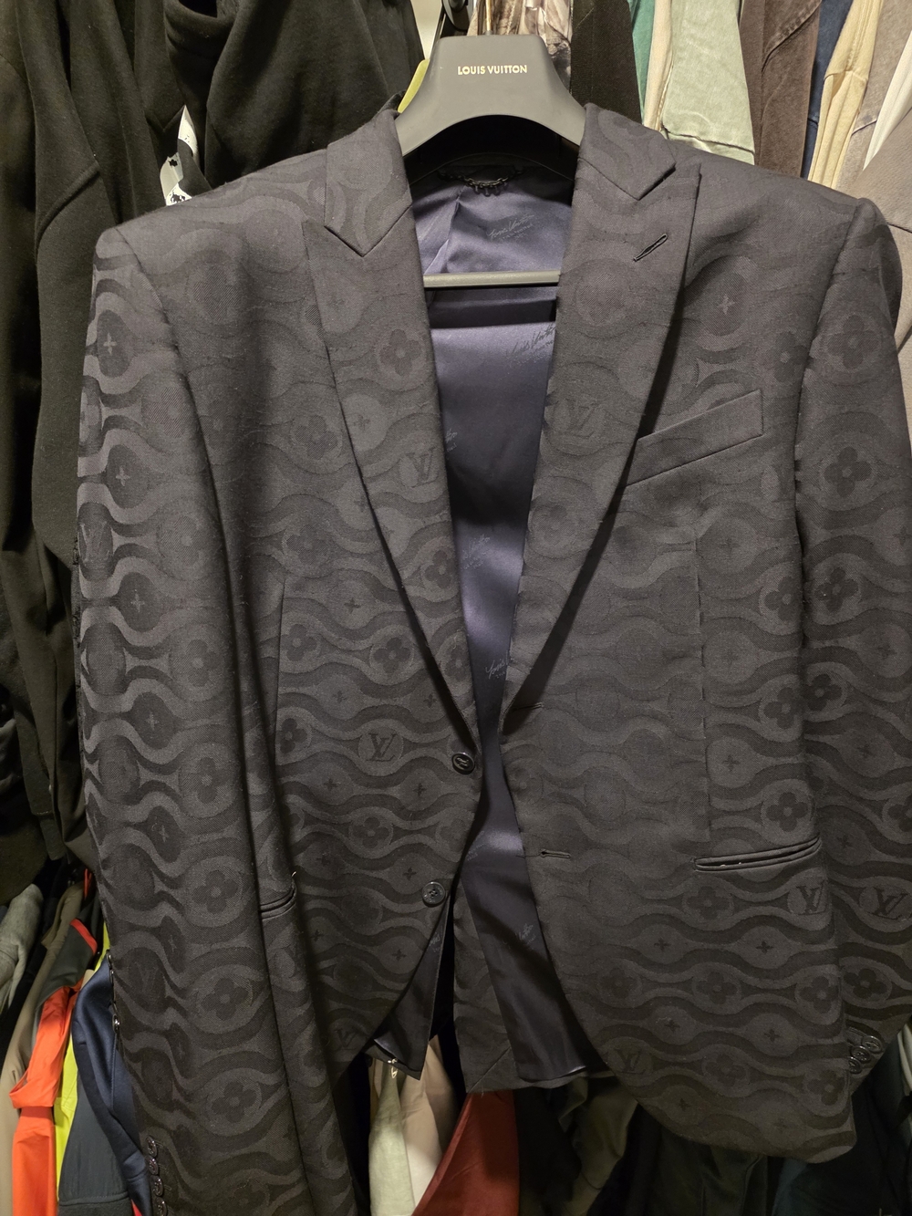 Louis Vuitton Navy Tonal Monogram Blazer